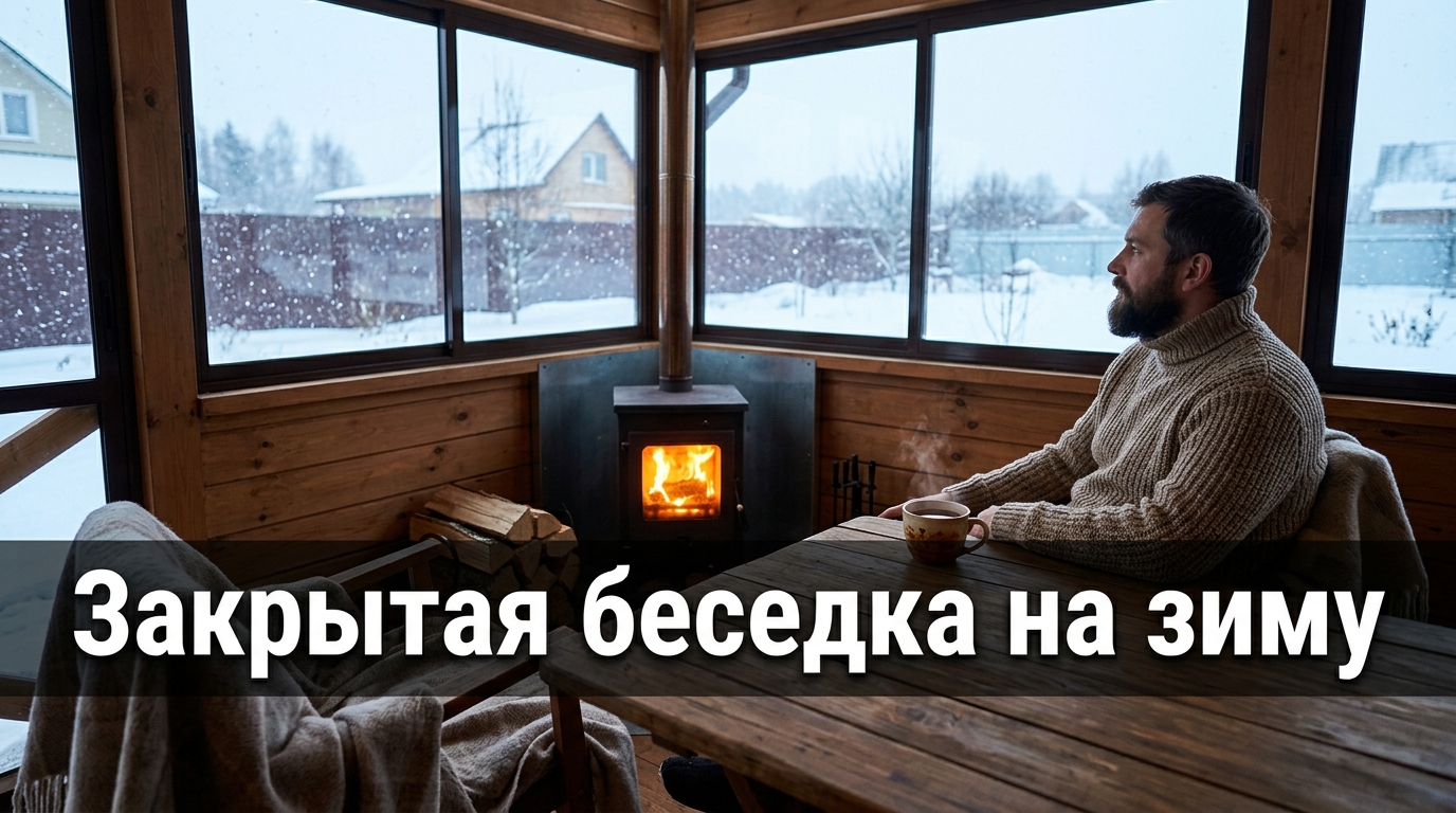 Закрытая беседка на зиму: остеклил — кайфую